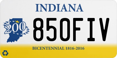 IN license plate 850FIV