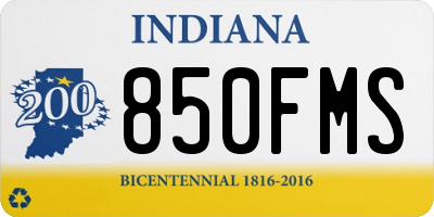 IN license plate 850FMS