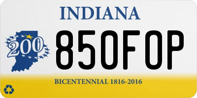 IN license plate 850FOP