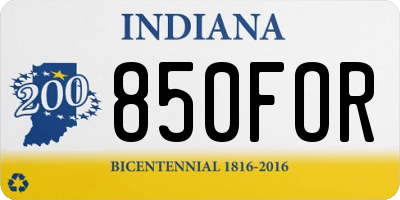 IN license plate 850FOR