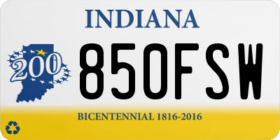 IN license plate 850FSW