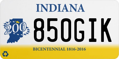 IN license plate 850GIK