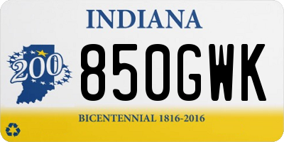 IN license plate 850GWK
