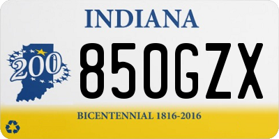 IN license plate 850GZX