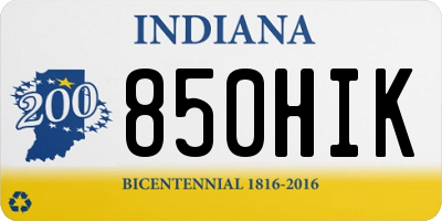 IN license plate 850HIK