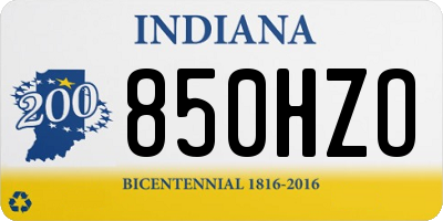 IN license plate 850HZO
