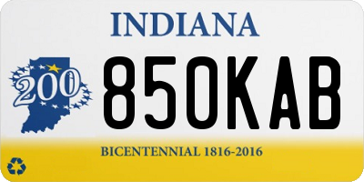 IN license plate 850KAB