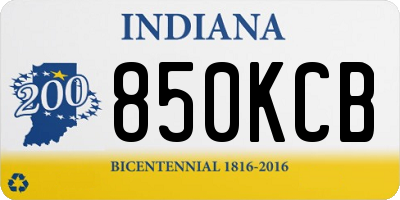 IN license plate 850KCB