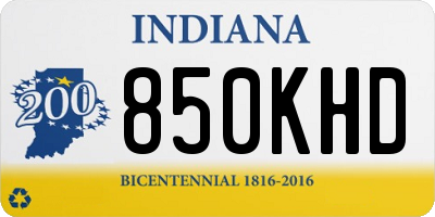 IN license plate 850KHD