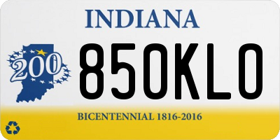 IN license plate 850KLO