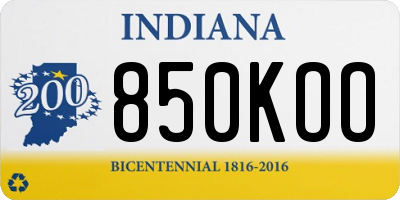 IN license plate 850KOO