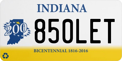 IN license plate 850LET