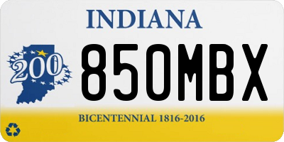 IN license plate 850MBX