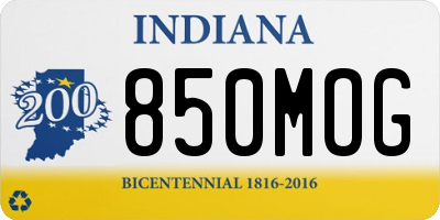 IN license plate 850MOG