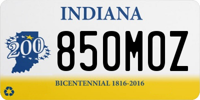 IN license plate 850MOZ