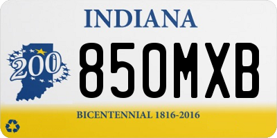 IN license plate 850MXB