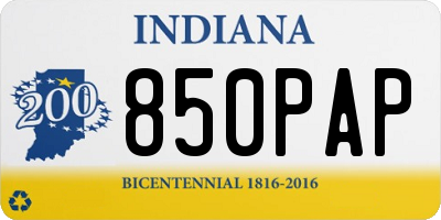 IN license plate 850PAP