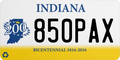 IN license plate 850PAX