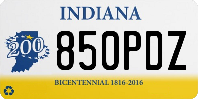 IN license plate 850PDZ