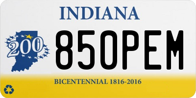 IN license plate 850PEM