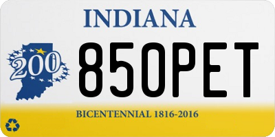 IN license plate 850PET