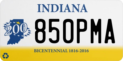 IN license plate 850PMA