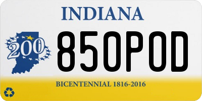 IN license plate 850POD