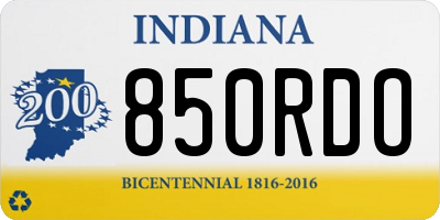 IN license plate 850RDO