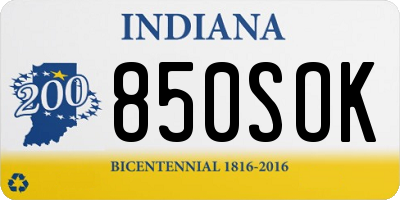 IN license plate 850SOK
