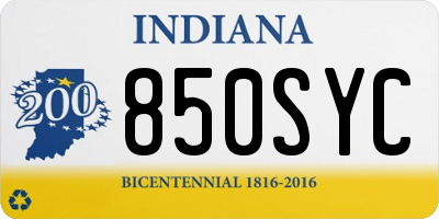 IN license plate 850SYC