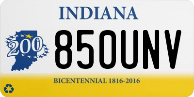 IN license plate 850UNV