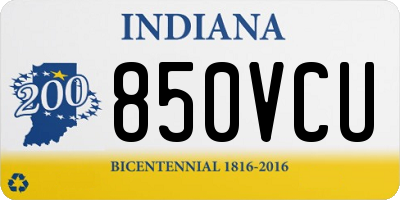 IN license plate 850VCU