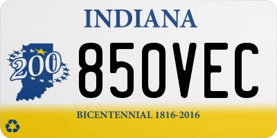 IN license plate 850VEC