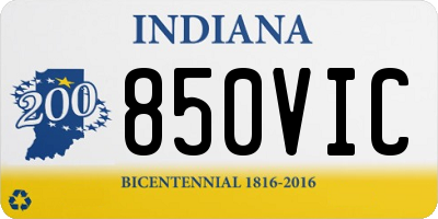 IN license plate 850VIC
