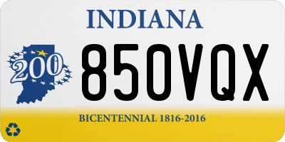 IN license plate 850VQX