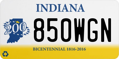 IN license plate 850WGN