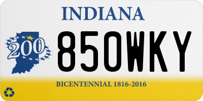 IN license plate 850WKY