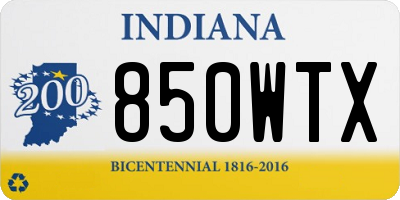 IN license plate 850WTX