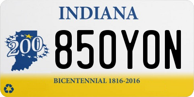 IN license plate 850YON