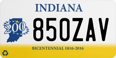 IN license plate 850ZAV