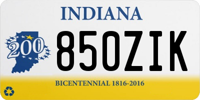 IN license plate 850ZIK