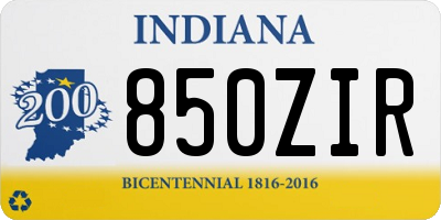 IN license plate 850ZIR