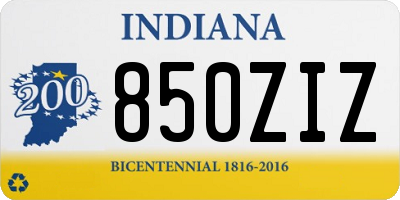IN license plate 850ZIZ