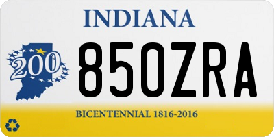 IN license plate 850ZRA