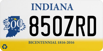 IN license plate 850ZRD