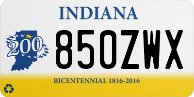 IN license plate 850ZWX