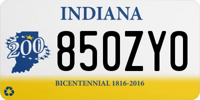 IN license plate 850ZYO
