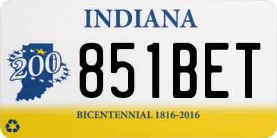 IN license plate 851BET