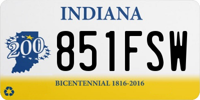 IN license plate 851FSW