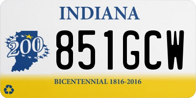 IN license plate 851GCW